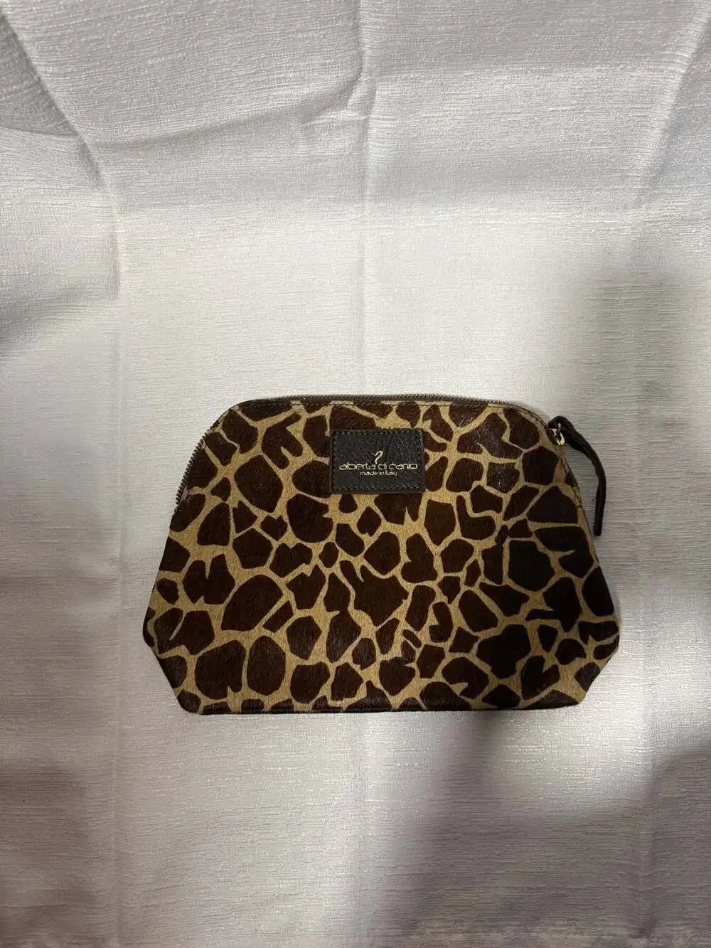 Alberta Di Canio Giraffe Print Pony Hair Leather Makeup Clutch Bag